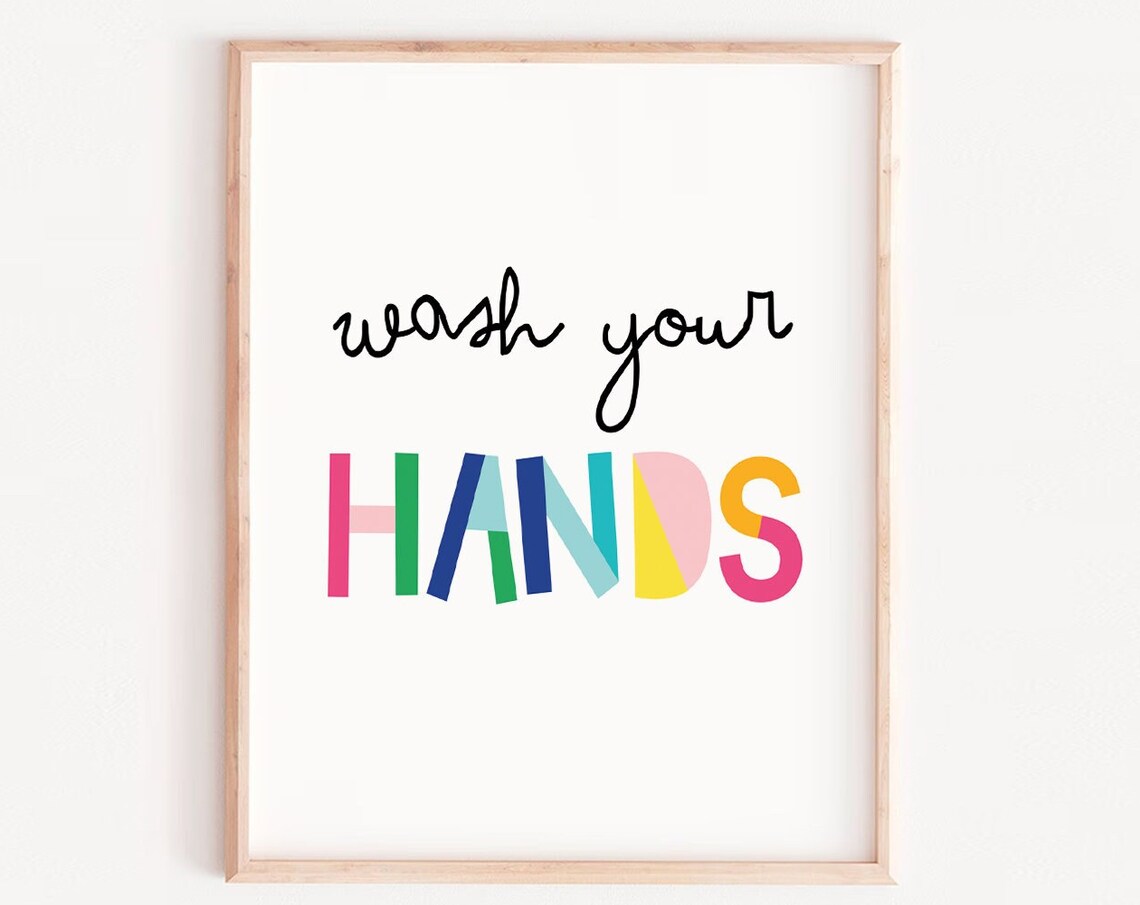 Wash Your Hands Wall Art, Modern Wall Decor, 8x12 UNFRAMED - Walmart.com