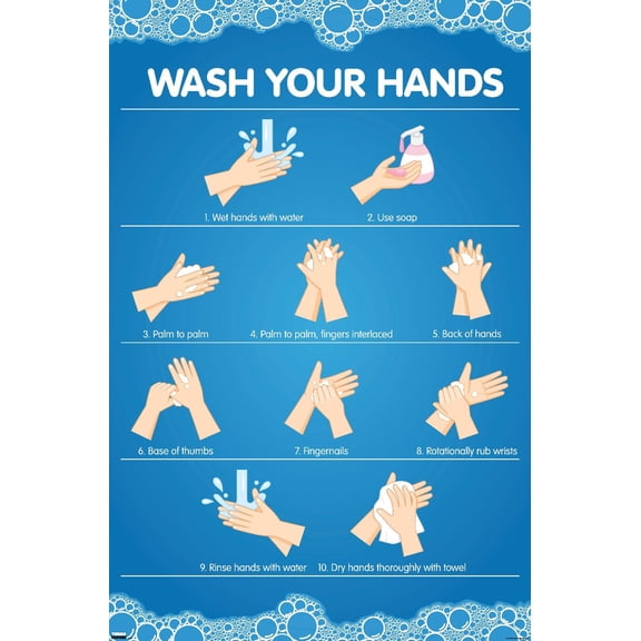 Wash Your Hands Wall Poster, 14.725" x 22.375"