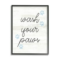 Wash Your Paws Pet Shapes Typography Graphic Art Black Framed Art Print Wall Art