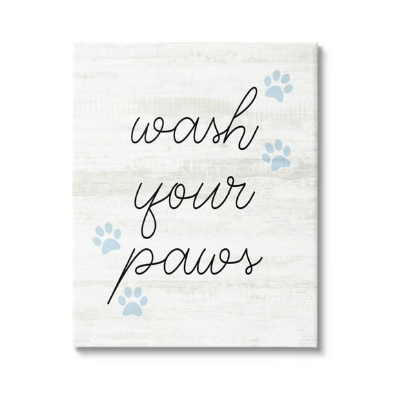 Wash Your Paws Pet Shapes Typography Graphic Art Gallery Wrapped Canvas Print Wall Art