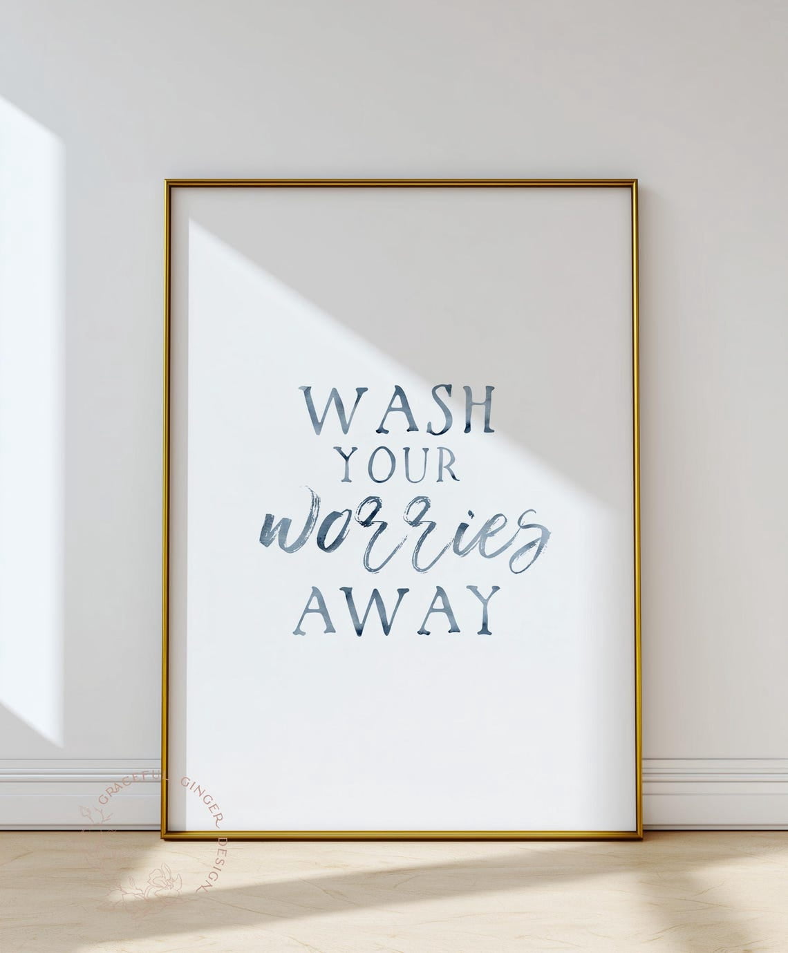 Wash Your Worries Away Bathroom , Blue Quote Wall Art Home Decor #2338 ...