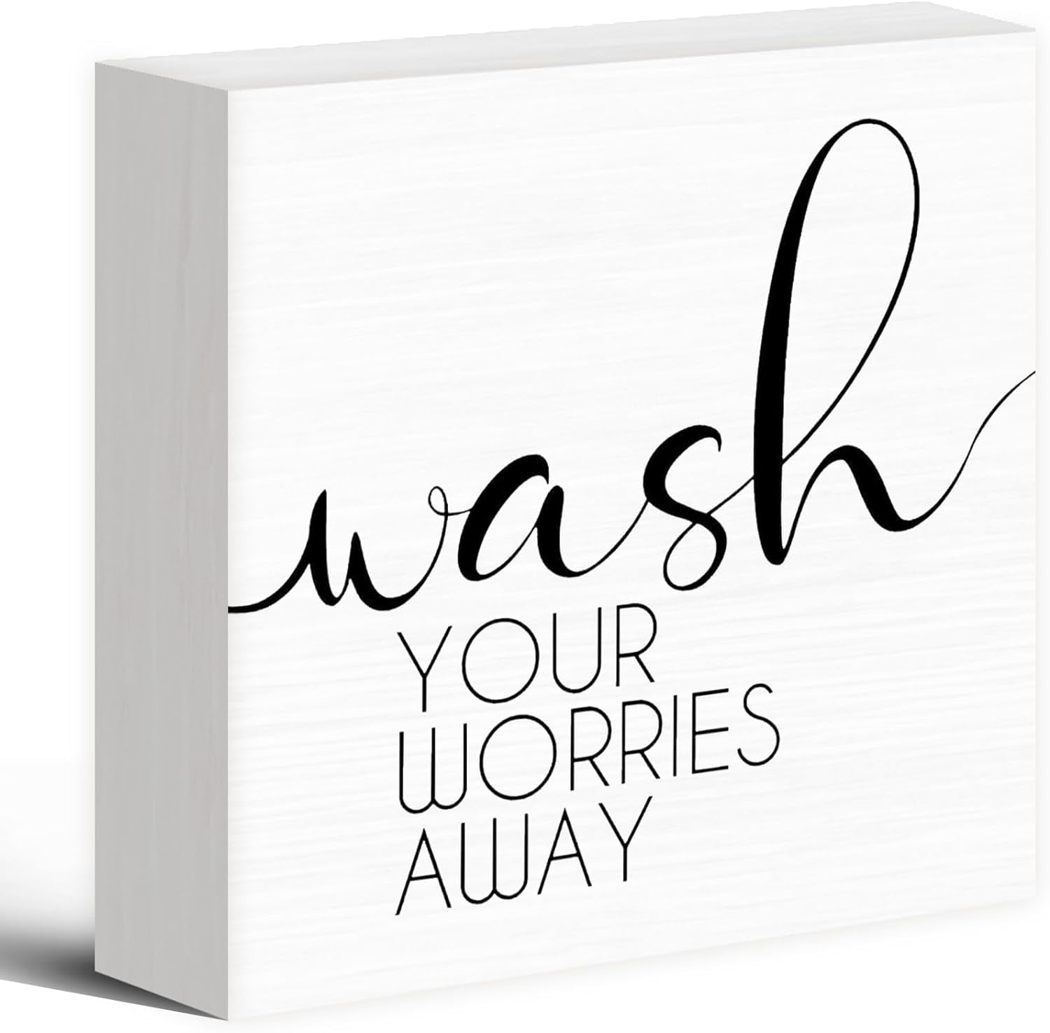 Wash Your Worries Away Bathroom Wood Box Sign Desk Decor 5