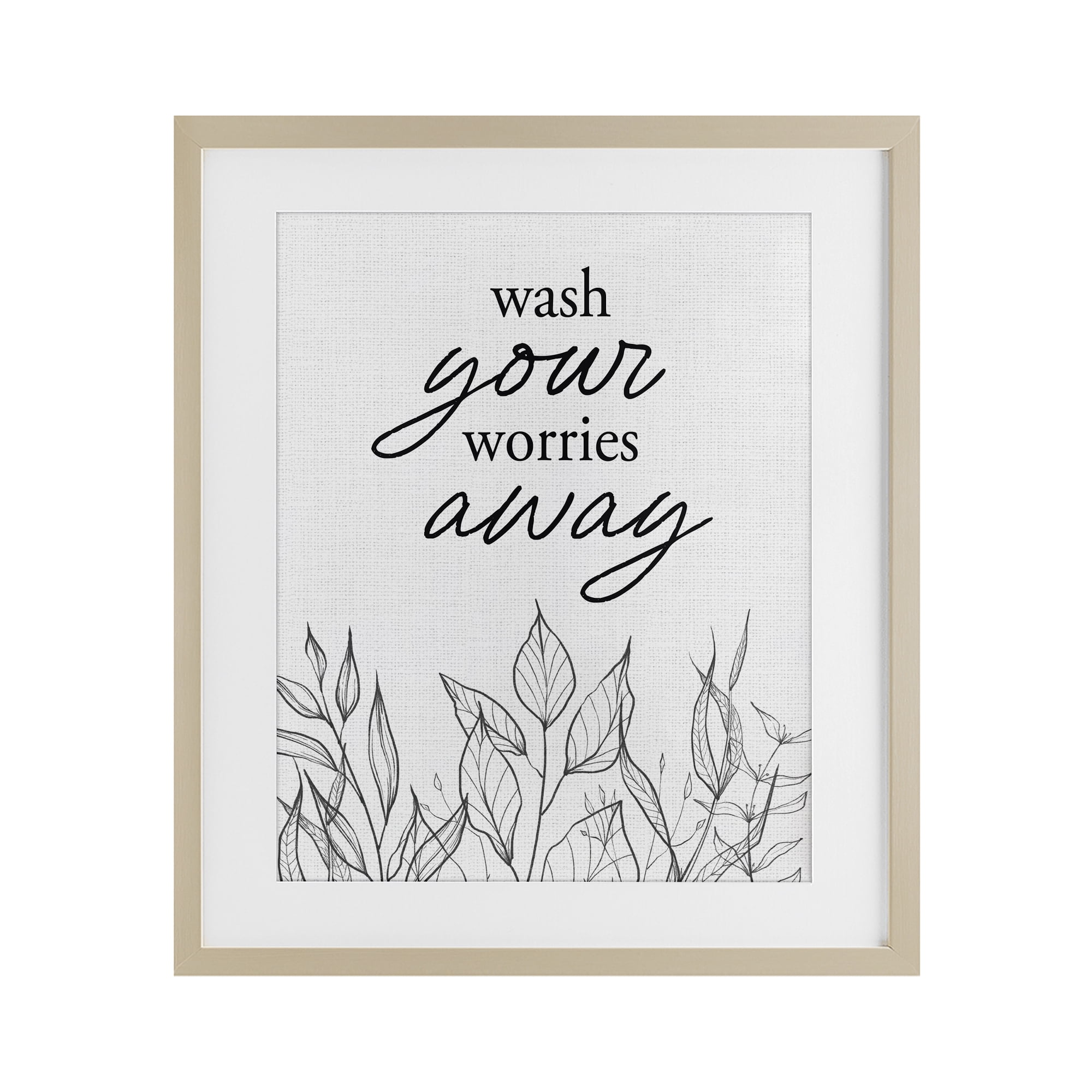 Wash Your Worries Away Minimalist Birch Framed Print Under Glass, design by Lettered and Lined