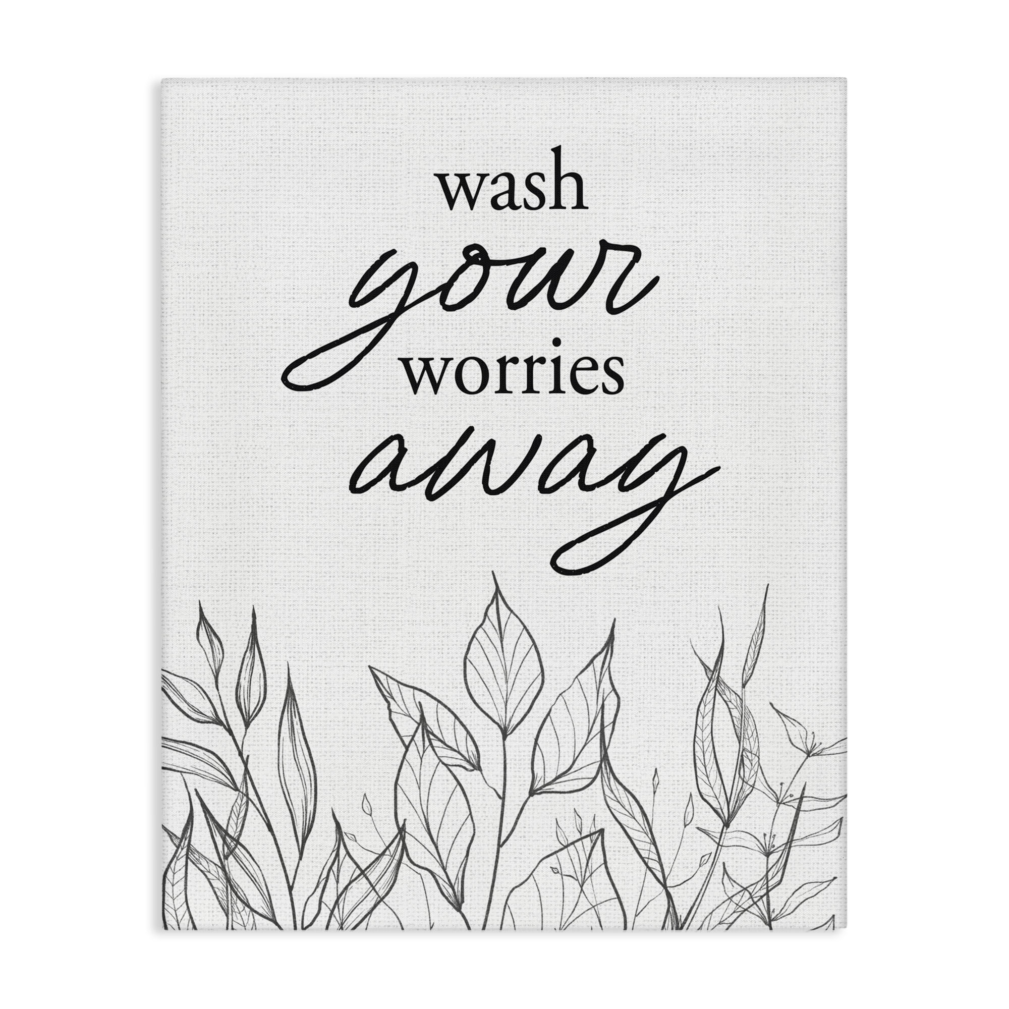 Wash Your Worries Away Minimalist Canvas Wall Art, design by Lettered and Lined
