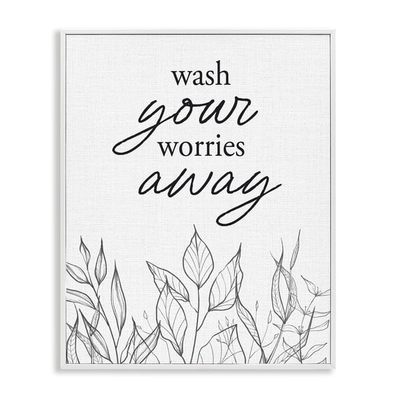 Stupell Industries Contemporary Wash Your Worries Away Minimalist White Framed Giclee Art, 16 x 20, by Lettered and Lined