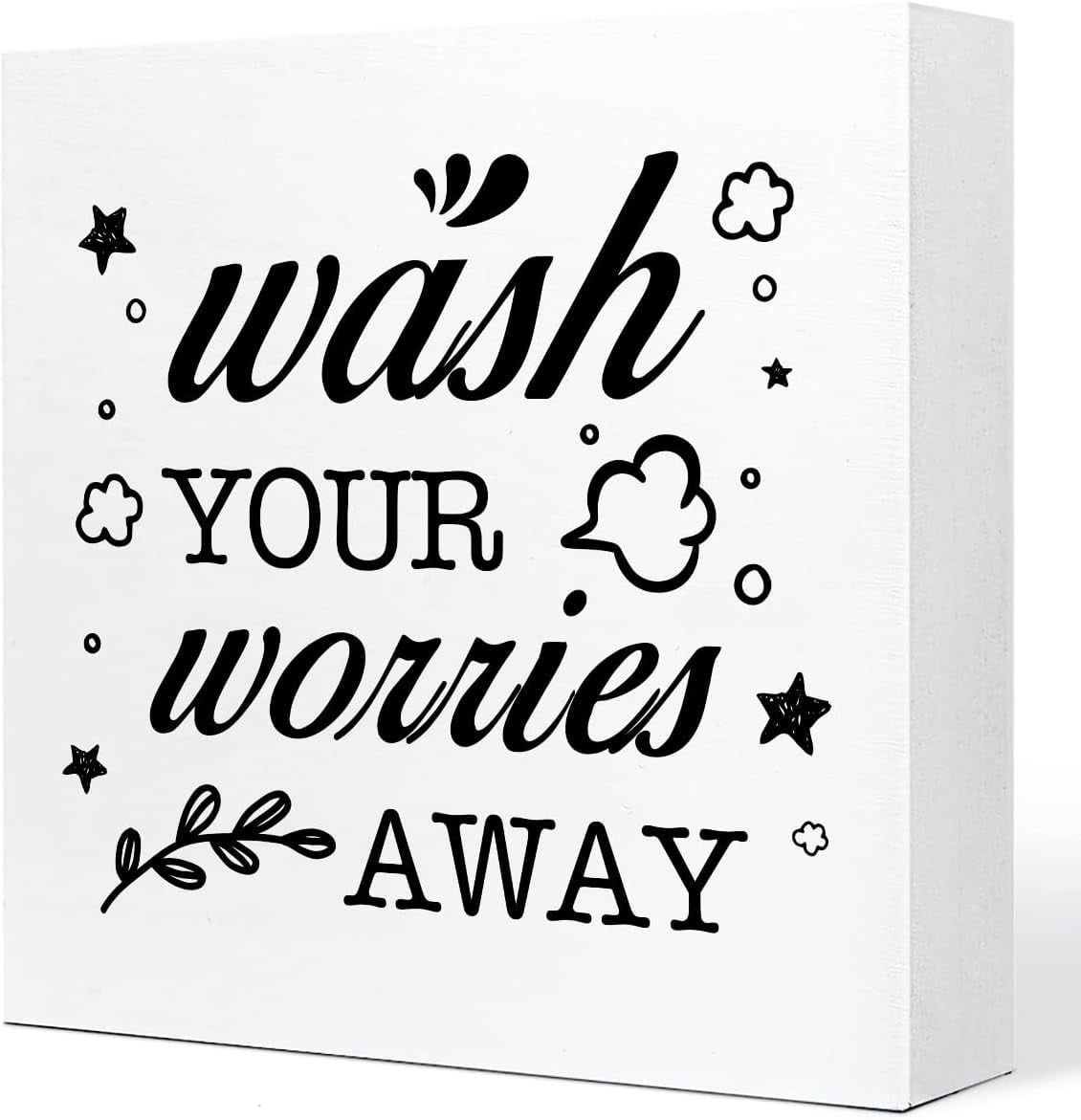 Wash Your Worries Away Wooden Sign Desk Decor,Inspirational Bathroom ...