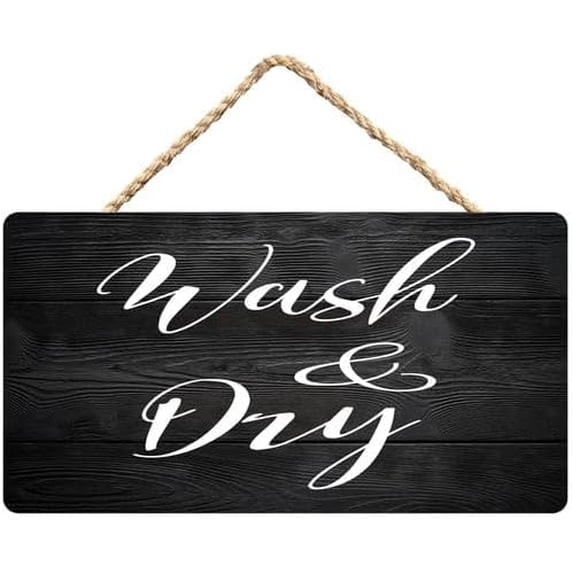 Wash and Dry Laundry Room Wooden Decor Sign - 12 x 8 Inch Wall Art for ...