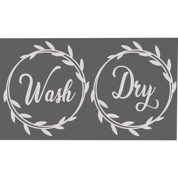 Wash and Dry Stickers for Laundry Machines Vinyl Decal - Washer and Dryer Combo with Creative Leaves Ring Designs for Laundry Room - 10" x 10"