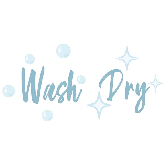 Wash and Dry Stickers for Laundry Machines Vinyl Decal - Washer and Dryer Combo with Sky Blue Bubble and Popped Designs for Laundry Room - 10" x 10"