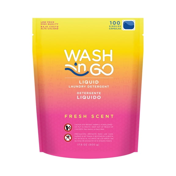 Wash 'n Go Liquid Detergent Singles Fresh Scent 100 Count