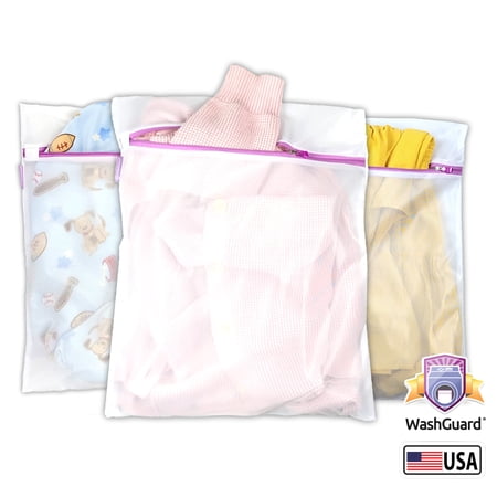 WashGuard -USA- Mesh Laundry Bags for Delicates, Lingerie and Bra Washing Bags, Essential for Clothes Protection in Washing Machine (3, Large)