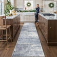 thumbnail image 1 of Washable 12ft Hallway Runner Rug: Non-slip 2'6x12 Kitchen Rugs Low-pile Entryway Rug Abstract Soft Bedroom Floor Mat Farmhouse Carpet For Bathroom Living Room Dining Room(2'6x12 Blue/ivory), 1 of 8