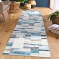 thumbnail image 1 of Memoryfield Washable 2' x 6' Runner Rug, Foldable Geometric Printed Carpet, Soft Low Pile Abstract Floor Mats, Non Shedding Floor Covering for Bedroom Living Room, Blue, 1 of 8