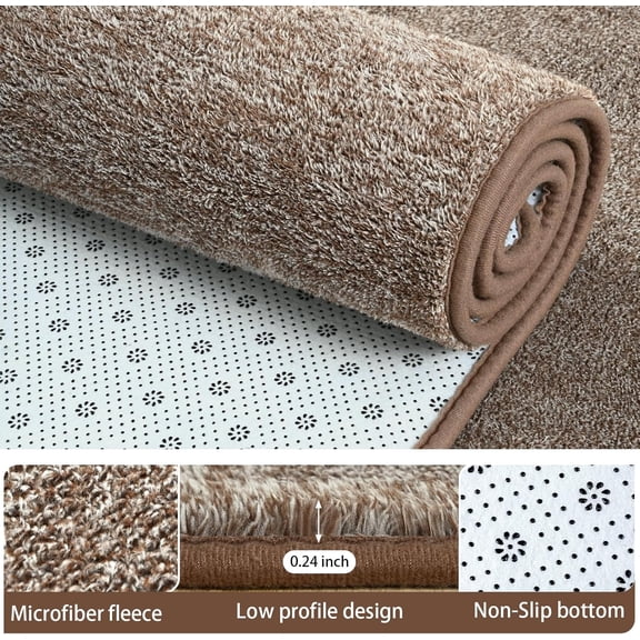 Washable 2x10 Runner Rug for Hallway, Long Runner Rugs wtih Soft Memory Foam for Bedroom, Non Slip Backing Carpet Runners for Hallways, Kitchen, Bathroom, Entryway Home Decor, Matte Brown