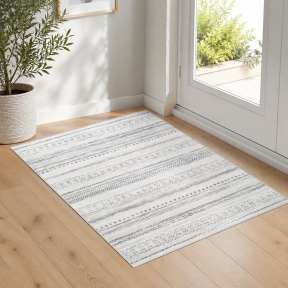 Washable 2x3 Area Rug for Entryway, Boho Geometry Design Home Decor Carpet