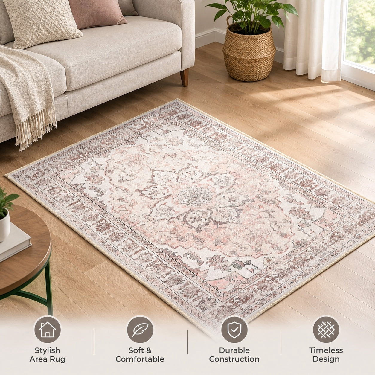 Gray Pink Rag Rug Washable 2x3 Pink Beige Grey Boho Area Rug for Living Room - Walmart.com