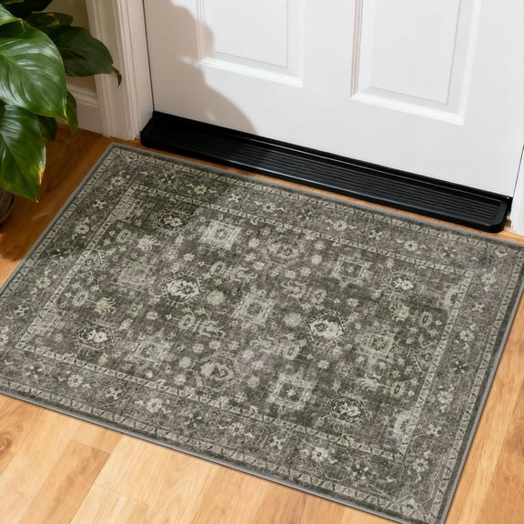 Washable 2x3 Small Entryway Rug,Boho  Oriental Doormat,Non Slip Rubber Backing,Soft Low Pile Small Area Rug for Entryway,Kitchen, Front Door Indoor Entrance, Room