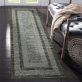 thumbnail image 1 of Washable 2x6 Runner Rug Modern Bordered Non-Slip Rubber Backing Geometric Print Soft Faux Wool Entryway Carpet Green, 1 of 7