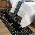 thumbnail image 1 of Washable 2x6 Runner Rugs, Large Living Room Rug, Non-Slip Soft Floral Rugs for Bedroom, Botanical Area Rug Carpet for Dining Room Guest Room (Black,2'x6'), 1 of 7