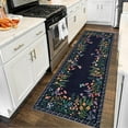 thumbnail image 1 of Washable 2x6 Runner Rugs, Large Living Room Rug, Non-Slip Soft Floral Rugs for Bedroom, Botanical Area Rug Carpet for Dining Room Guest Room (Blue,2'x6'), 1 of 7