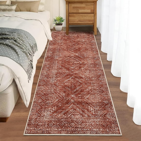 Washable 2x6 Runners Vintage Distressed Hallway Rugs Traditional Thin Entrance Indoor Long Carpet Runner Rug Distressed Floral Print Non Slip Runner for Kitchen Bathroom Bedside Living Room