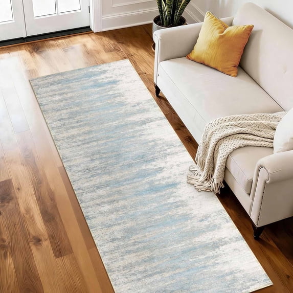 Washable Runner Rug 2x6 ft Non Slip Soft Low Profile Microfiber Modern Abstract Runner for Entryway, Kitchen, Hallway, Laundry, Bedroom