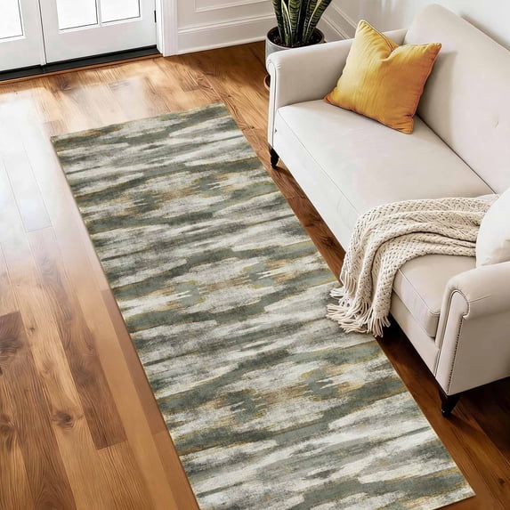 Washable Runner Rug 2x6 ft Non Slip Soft Low Profile Microfiber Modern Abstract Runner for Entryway, Kitchen, Hallway, Laundry, Bedroom