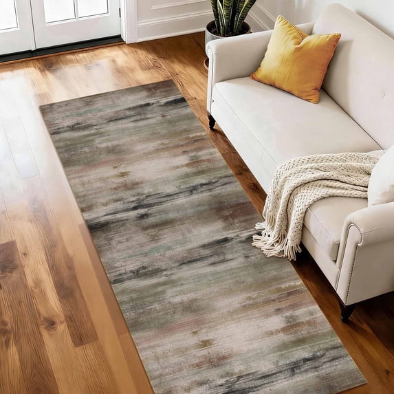Washable Runner Rug 2x6 ft Non Slip Soft Low Profile Microfiber Modern Abstract Runner for Entryway, Kitchen, Hallway, Laundry, Bedroom