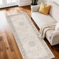 thumbnail image 1 of Washable Kitchen Runner Rug 2x6 ft Non-Slip Low-Profile Soft Vintage Distressed Medallion Oriental Design for Kitchen, Entryway, Hallway, Laundry, Bedroom, 1 of 6