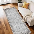 thumbnail image 1 of Washable Runner Rug 2x6 ft Non-Slip Soft Low-Profile Microfiber Farmhouse Distressed Floral Rug for Kitchen, Entryway, Hallway, Laundry, Bedroom, 1 of 6