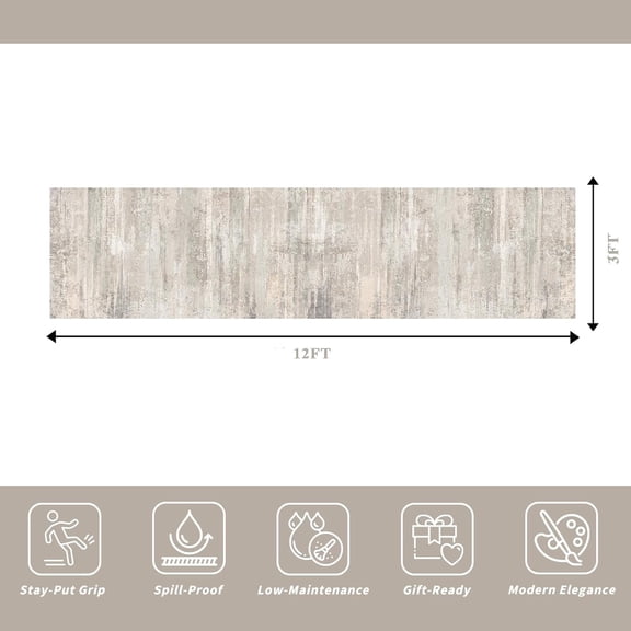 Washable 3x12 Kitchen Runner Rug - Modern Abstract Non Slip Carpet for Hallway Entryway Indoor Low Pile Bedroom Living Room Long Rugs Ultra Soft Home Decor Floor Mat for Bathroom Laundry 3x12 Beige
