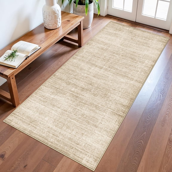 Washable 3x6 Entryway Area Rugs: Abstract Water-resistant Kitchen Rug Low Pile Soft Beside Carpet For Bedroom Anti-slip Bathroom Runner Distressed Hallway Floor Mat(3x6 Neutral/beige)