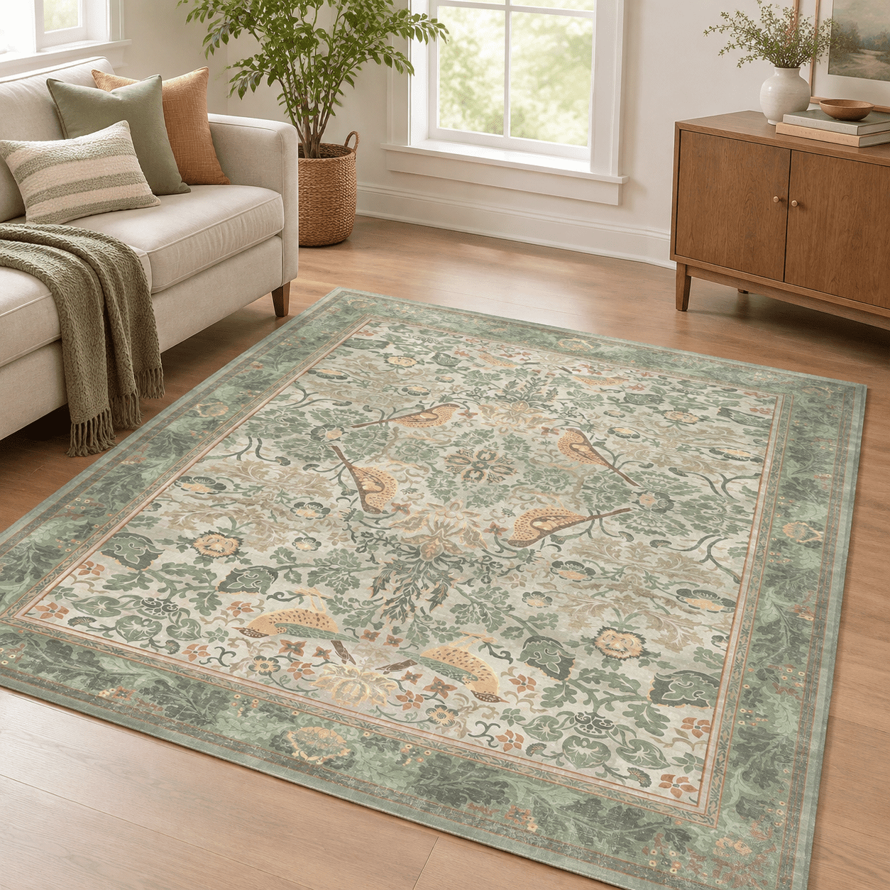 Washable 4x6 Entryway Rug Sgreen Area Rugs For Living Room Bedroom ...