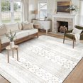 thumbnail image 1 of 5x7 Washable Area Rug Non-Slip Low Profile Soft Boho Distressed Rug for Living Room, Bedroom, Dining Room, Office, Beige, 1 of 13