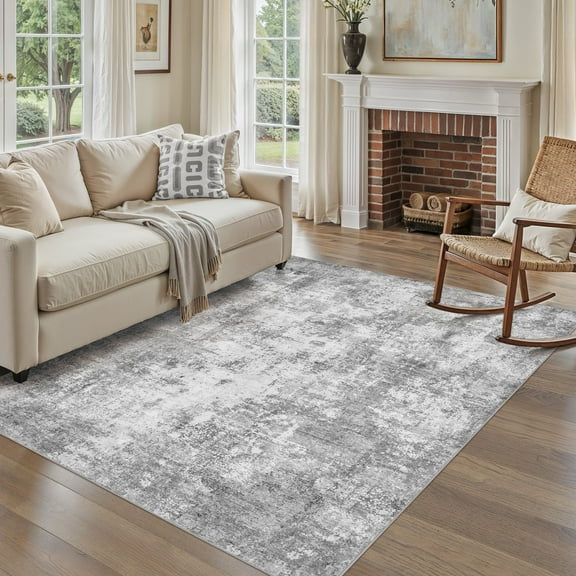 Uermei 5x7 Washable Abstract Area Rug: Non-Slip Stain-Resistant Soft Neutral Indoor Rug for Living Room Bedroom Dining Room Home Office Decor with Kid & Pet Friendly - Gray