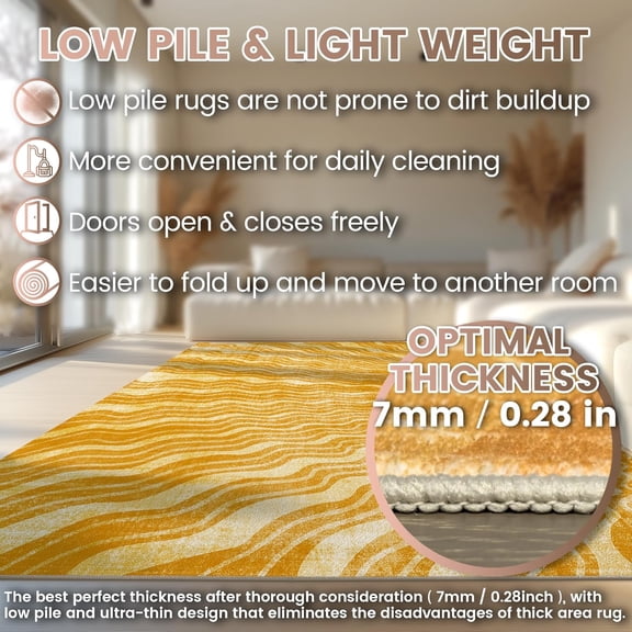 Washable 5x7 Sun Area Rug for Living Room, Retro Brown Sun Modern Boho Large Area Rugs, Ultra Thin Low Pile Lightweight Indoor Carpet Mat with Non-Slip Backing for Bedroom Kids Nursery Play Room