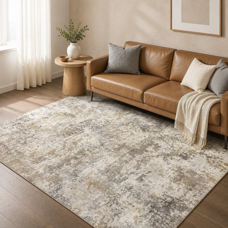 Washable 7x9 Area Rug for Living Room - Abstract Modern Home Decor Carpet