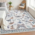 thumbnail image 1 of Washable 8x10 Rugs for Living Room Mushroom Area Rugs Insect Print Beige Non Slip Large Bedroom Carpet, 1 of 8