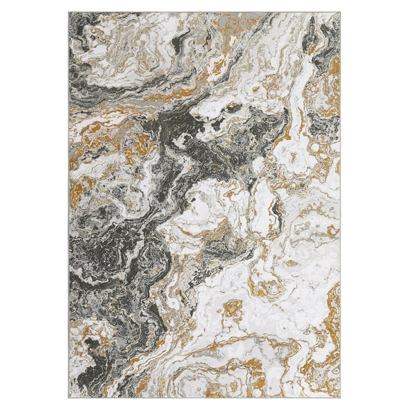 Washable Abstract Marble Accent Rug, Soft Luxury Carpet for High Traffic Areas, Non-Slip Home Decor Mat for Living Room Bedroom Kitchen