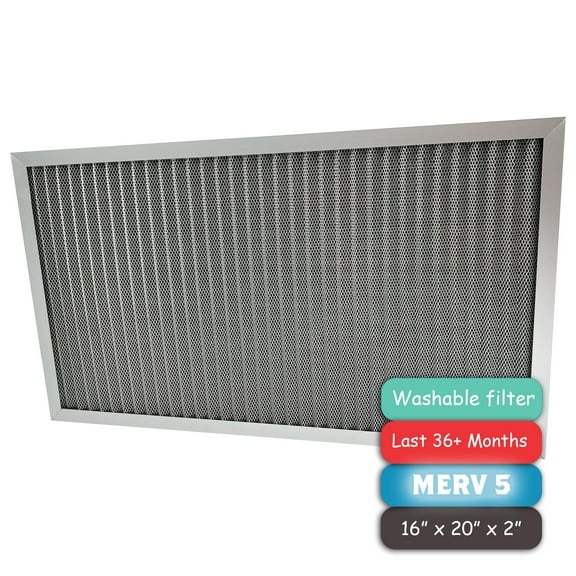 Washable Air Filter(16" x 20" x 2"), Aluminum Electrostatic Air Filter for Furnace and Central Air Conditioner (Actual Size: 15.7" x 19.7" x 1.8")