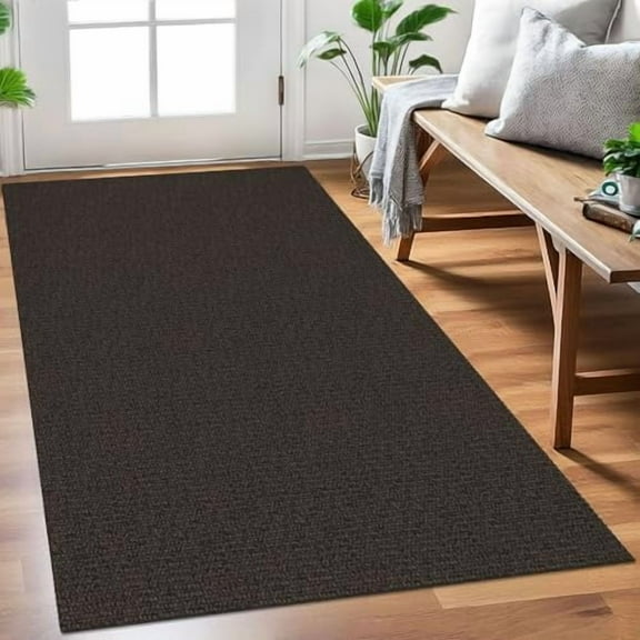 Washable Area Rug 3x5 Ft Non Slip Rugs for Entryway, Braided Rubber Backed Throw Rugs Door Mat Indoor Outdoor Entrance, Cotton Woven Carpet for Kitchen Foyer Front Door, Taupe/Coffee