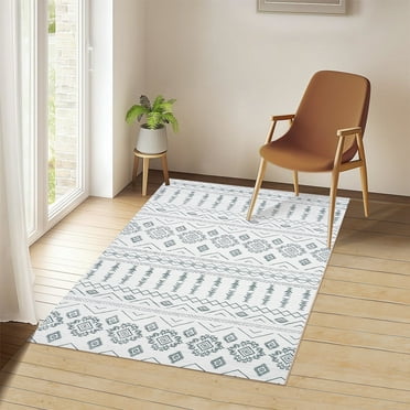 Washable Area Rug 3x5 Rugs for Living Room Retro Flowers Machine Non-Slip Bedroom Rug Vintage Trellis Throw Rug Distressed Carpet for Dining Room Office Carpet