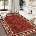 thumbnail image 1 of Washable Area Rug - 4'x6' Red, Soft, Non-Slip, Vintage, Farmhouse, Stain Resistant, Low Pile, Entryway, Dining Room, Living Room, Bedroom Rug, 1 of 8