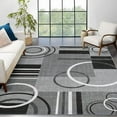 thumbnail image 1 of Washable Area Rug 4x6 Abstract Circles Non Slip Contemporary Stain Resistant Soft Low Pile Accent Rug for Indoor Living Dining Room, Grey, 1 of 7
