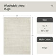 thumbnail image 1 of Washable Area Rug 5x7 - Stain Resistant, Non Slip, Foldable, Beige, 1 of 7