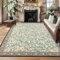 thumbnail image 1 of Washable Area Rug 8x10 Soft Non Slip Bedroom Living Room Rugs Farmhouse Botanical Print Indoor Stain Resistant Large Carpet for Dining Room Table Office Nursery Room, Beige, 1 of 7