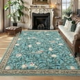 thumbnail image 1 of Washable Area Rug 8x10 Soft Non Slip Bedroom Living Room Rugs Farmhouse Botanical Print Indoor Stain Resistant Large Carpet for Dining Room Table Office Nursery Room, Light blue, 1 of 8