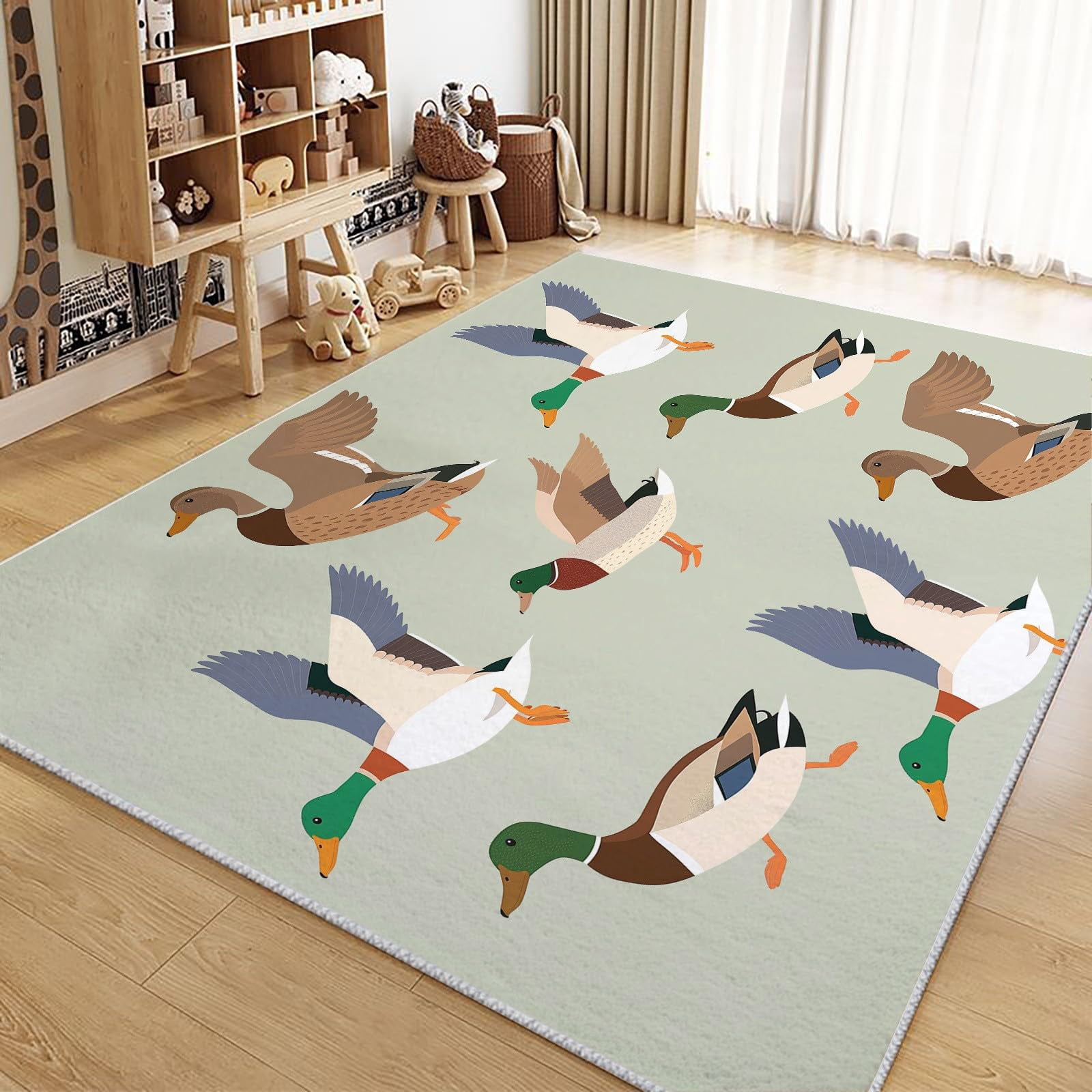 Washable Area Rug, Animal Print Duck Print Accent Floor Carpet For ...