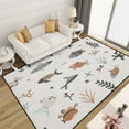 thumbnail image 1 of Washable Area Rug Boho Earthy Fish Seaweed Coral Shell Ocean Seamless Pattern Whimsy Low Pile Large Rug Non-Slip Non-Shedding Rug Indoor Carpet For Living Room Bedroom Home Decor 5x7ft, 1 of 6