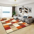 thumbnail image 1 of Washable Area Rug - Contemporary Style For Living Room, Bedroom, Kitchen - Machine Washable Rug For Dining Room - Non-Shedding And Easy-Cleaning - Red Orange Cream, 1 of 7